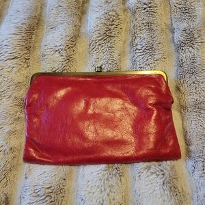 HOBO Red Leather Lauren Clutch Crossbody